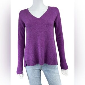 WHITE + WARREN Purple 100% Cashmere Sweater Size XS